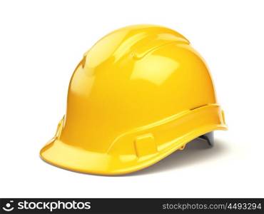 Yellow hard hat, safety helmet isolated on white. 3d illustration