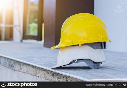 Yellow helmet hard hat safety in site construction