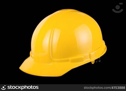 Yellow helmet isolated on a black background