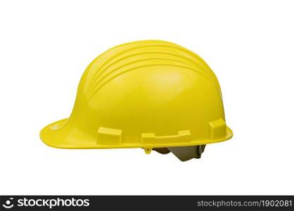 Yellow helmet on white background isolate