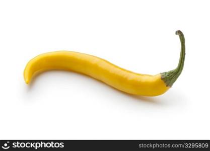 Yellow hot pepper on white background