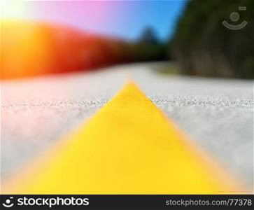 Yellow lane line transportation road with light leak background hd. Yellow lane line transportation road with light leak background