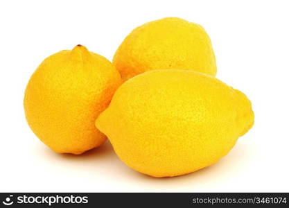 yellow lemons pile isolated on white