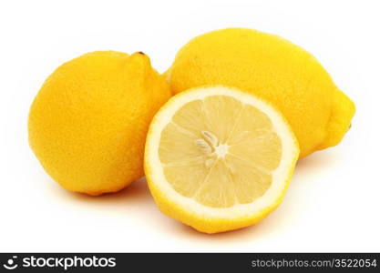 yellow lemons slice pile isolated on white