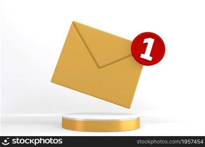 yellow letter on yellow podium on white background.3D rendering