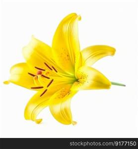 Yellow Lilly flower isolated. Illustration Generative AI
