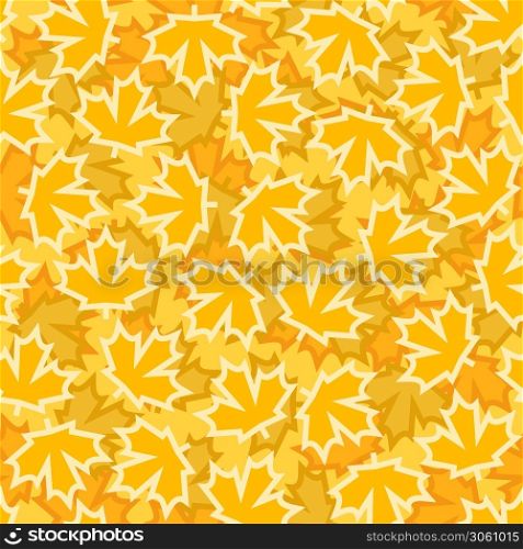 Yellow maple leaves seamless pattern, abstract seasonal autumn background. Yellow maple leaves pattern