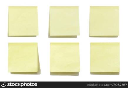 Yellow memo stick isolated on white background