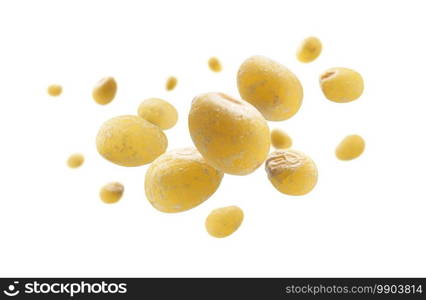 Yellow millet levitates on a white background.. Yellow millet levitates on a white background