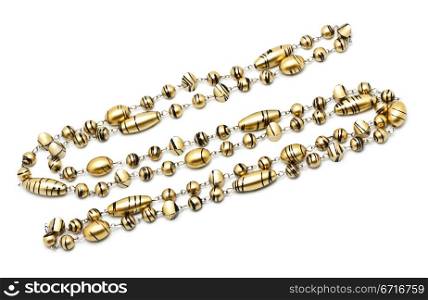 yellow necklace closeup isolated on white background