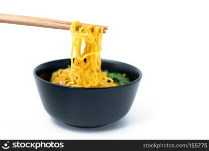 Yellow noodle with pork, Thailand street food