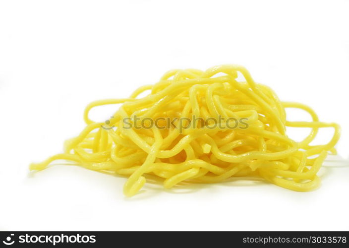 Yellow noodles isolated on a white background. Yellow noodles isolated