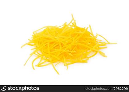 Yellow noodles isolated on the white background