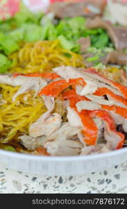 yellow noodles with roasted duck