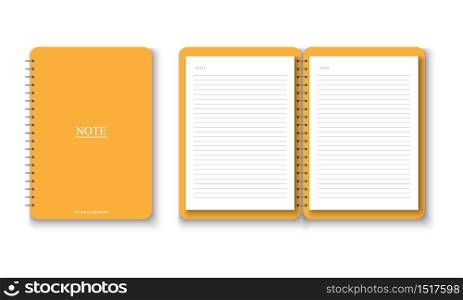 Yellow notebook with A4 paper note