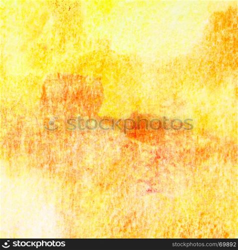Yellow-orange abstract hand-drawn watercolor background with texture