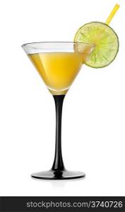 Yellow orange cocktail isolated on a white background