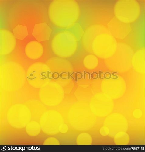 Yellow orange summer sun background. Blurred yellow orange lights. Background with space for your message. Useful for your design.