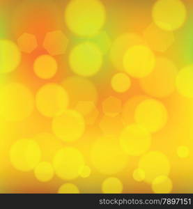 Yellow orange summer sun background. Blurred yellow orange lights. Background with space for your message. Useful for your design.