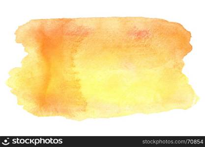 Yellow-orange watercolor brush strokes isolated over the white background