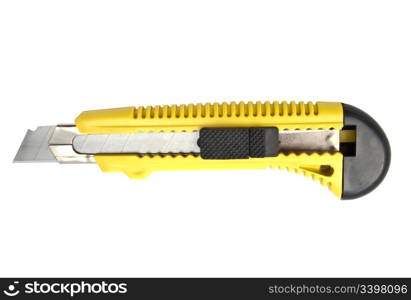 Yellow paper cutter isolated on white background