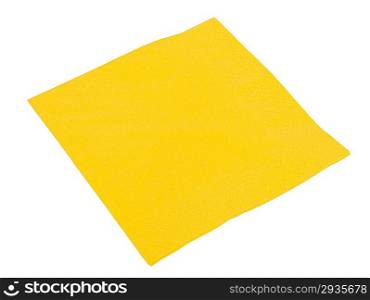 Yellow paper napkin for laying isolated on a white background.