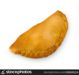 Yellow Patty with stuffing on white background