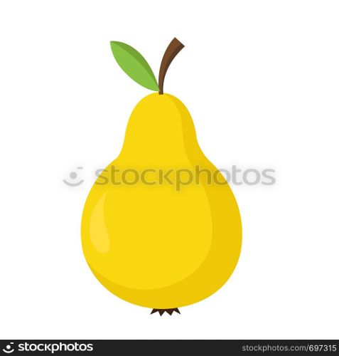 Yellow pear with green leaf fruit icon image vector illustration flat design isolated eps 10. Yellow pear with green leaf fruit icon image vector illustration design
