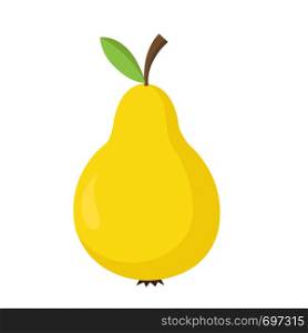 Yellow pear with green leaf fruit icon image vector illustration flat design isolated eps 10. Yellow pear with green leaf fruit icon image vector illustration design