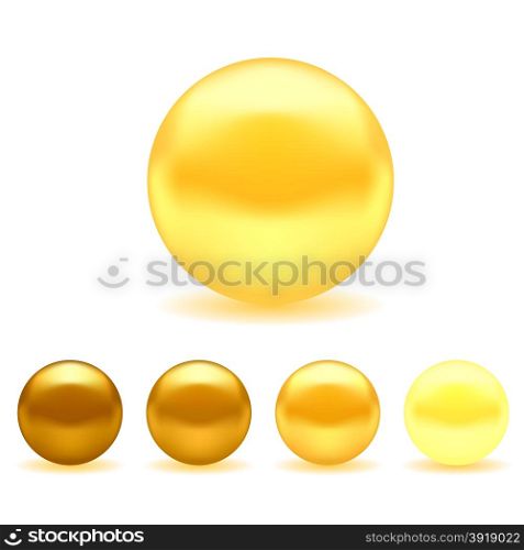 Yellow Pearl Collection Isolated on White Background. Pearl Collection