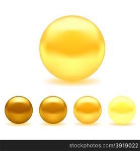 Yellow Pearl Collection Isolated on White Background. Pearl Collection