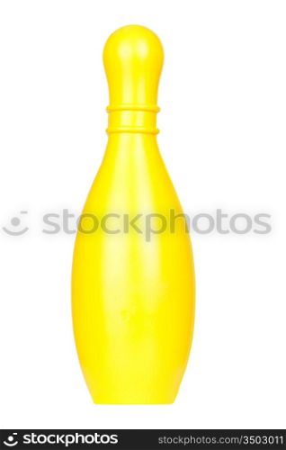 Yellow plastic bolus isolated on white background