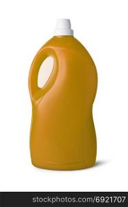 Yellow plastic bottle on white background. With clipping path. Yellow plastic bottle
