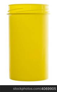 Yellow plastic container isolated against a white background