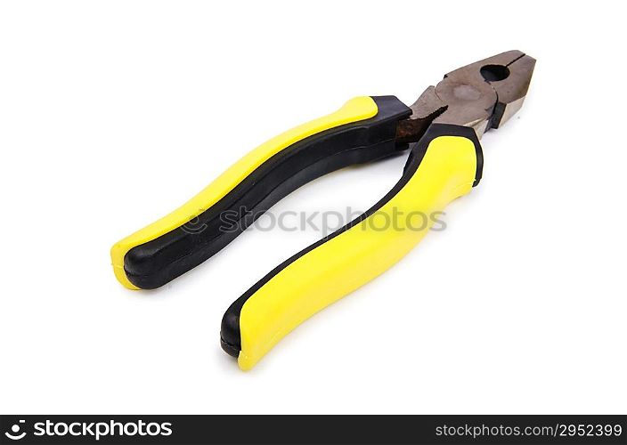 Yellow pliers isolated on the white