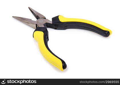 Yellow pliers isolated on the white