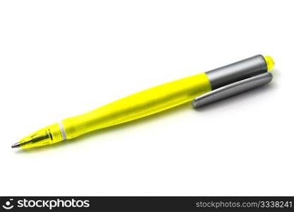 Yellow Point Pen Isolated On White background