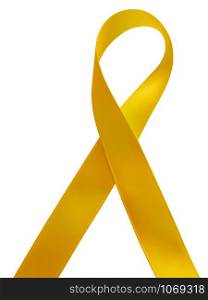 Yellow ribbon awareness isolated on white background. Clipping Path included