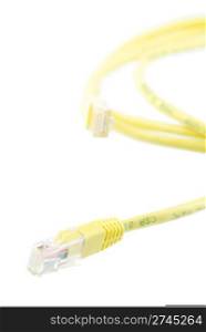 yellow RJ-45 ethernet cable isolated on white background