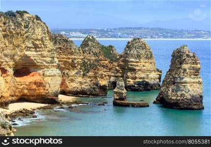 Yellow rocky coast (Ponta da Piedade, Lagos town, Algarve, Portugal).