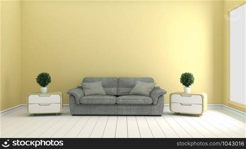 Yellow room -Beautiful room, Empty room , Modern bright interior. 3D rendering
