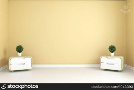Yellow room - Beautiful room, Empty room , Modern bright interior. 3D rendering