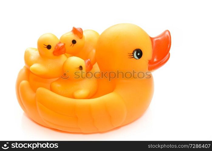 Yellow rubber duck on White Background