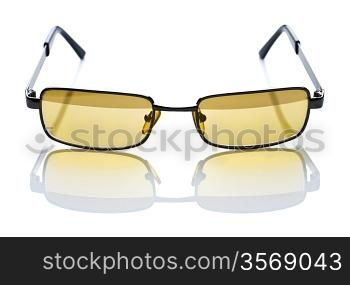 yellow safety glasses isolated