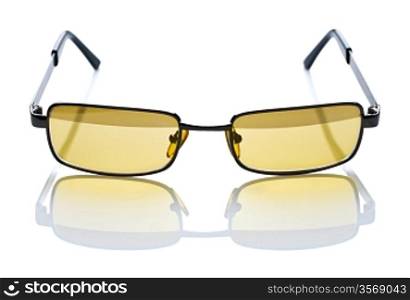 yellow safety glasses isolated
