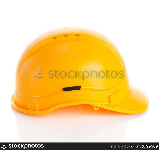 Yellow safety helmet on white background. hard hat isolated on white
