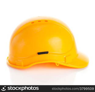 Yellow safety helmet on white background. hard hat isolated on white