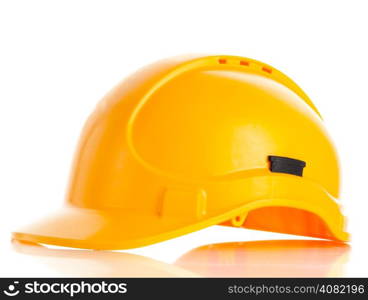 Yellow safety helmet on white background. hard hat isolated on white