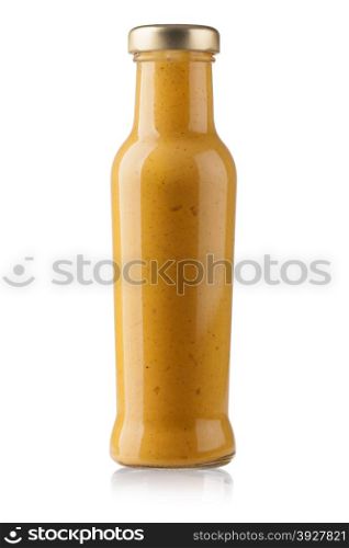 yellow sauce bottle isolated on white.with clipping path