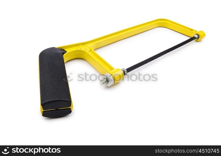 Yellow saw isolated on the white background
